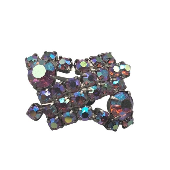 Alice Caviness Multi-Colored Aurora Borealis Clip On Earrings VTG Unsigned - Picture 8 of 13